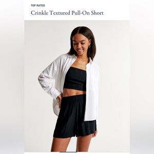 Abercrombie and Fitch Black, XS, Crinkle Textured Pull-On Short